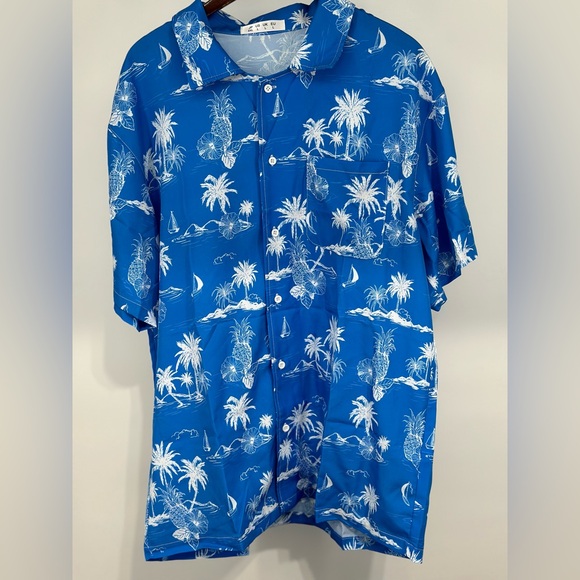 Men's Short Sleeve Hawaiian Shirt Loose Fit, Floral Print - Picture 1 of 4